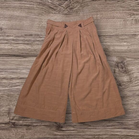 Elevenses Anthropologie Tan Wide Leg Gauchos Culottes Pants - Picture 2 of 7